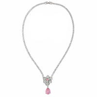 CUBIC ZIRCONIA COLLECTION - VINTAGE INSPIRED NECKLACE SET - CZNK246 PINK