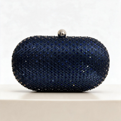 LUXE RHINESTONE CRYSTAL BAG - NAVY 