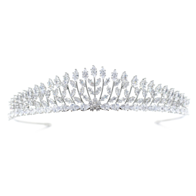 CUBIC ZIRCONIA COLLECTION - CRYSTAL SHIMMER TIARA - AHB35