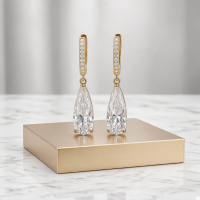 CUBIC ZIRCONIA COLLECTION - BEDAZZLE CRYSTAL DROP EARRINGS - CLEAR