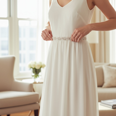 ATHENA COLLECTION - DAINTY DAISY BELT -  (BELT 19 )- IVORY 