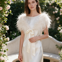 ATHENA - LIMITED EDITION - SMALL SIZE OSTRICH FEATHER STOLE - IVORY