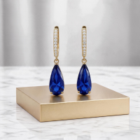 CUBIC ZIRCONIA COLLECTION - BEDAZZLE CRYSTAL DROP EARRINGS -SAPPHIRE