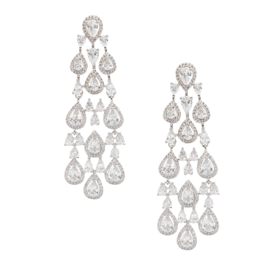 CUBIC ZIRCONIA COLLECTION - STARLET GLAM EARRINGS - CZER719 SILVER