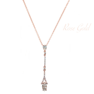 CUBIC ZIRCONIA COLLECTION - DAINTY SPARKLE NECKLACE - CZNK40 ROSE GOLD