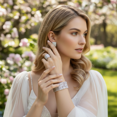 CZ COLLECTION - STATEMENT CUFF BANGLE SET - CZBR168 SILVER