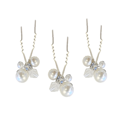 ATHENA COLLECTION - PEARL GEM HAIR PINS (SET) - pin 51 silver 