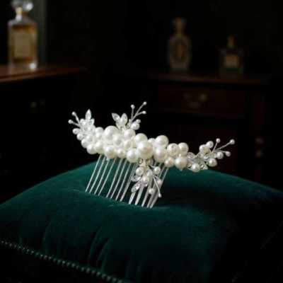 ATHENA COLLECTION - SIMPLY CHIC PEARL COMB - HC310 SILVER 