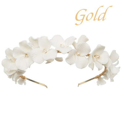 ATHENA COLLECTION - FLORAL ALLURE HEADBAND - AHB143 GOLD