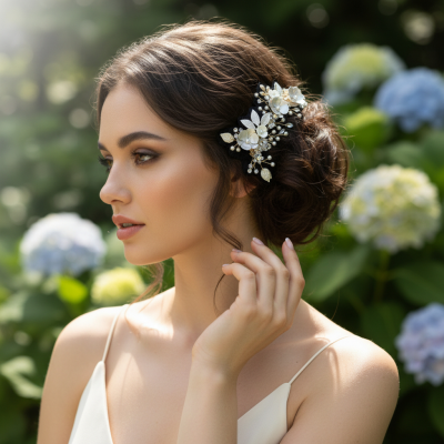 ATHENA COLLECTION - LUXE FLORAL HAIR CLIP - CLIP760 SILVER