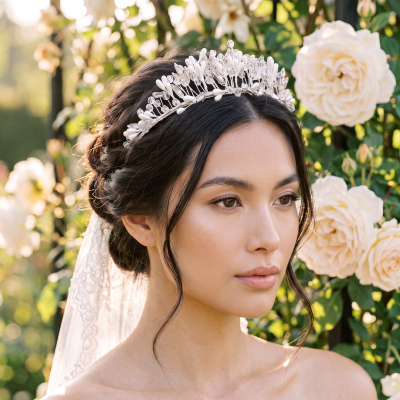 ATHENA COLLECTION - BOHO CHIC TIARA - AHB198 SILVER