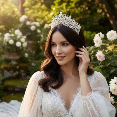 ATHENA COLLECTION - LUXE CRYSTAL TIARA - AHB229 SILVER 