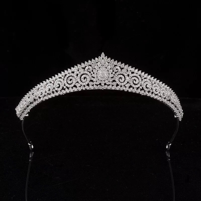 CUBIC ZIRCONIA COLLECTION - DIVINE SHIMMER TIARA - AHB145 SILVER