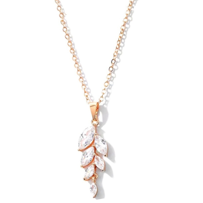 CUBIC ZIRCONIA COLLECTION - BELLA DAINTY DROP NECKLACE - CZNK108 ROSE GOLD
