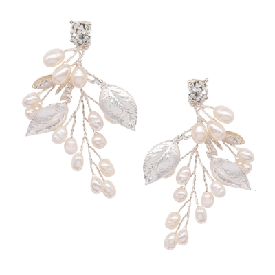 CUBIC ZIRCONIA COLLECTION - RADIANCE PEARL EARRINGS - CZER690 SILVER 
