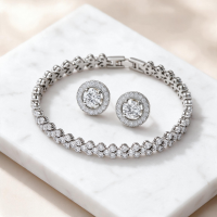 CUBIC ZIRCONIA COLLECTION - SILVER BRACELET SET - 1(SILV)