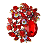 ATHENA COLLECTION - GLITZY GLAM BROOCH - RED  
