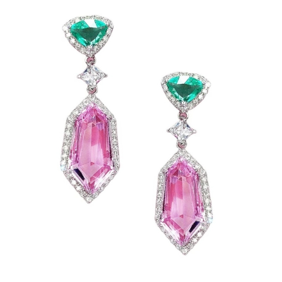 CUBIC ZIRCONIA COLLECTION - HOLLYWOOD PINK EARRINGS  - CZER643