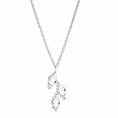 CUBIC ZIRCONIA COLLECTION - DAINTY ELEGANCE NECKLACE- CZNK190 SILVER