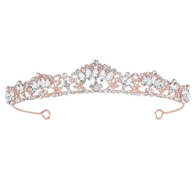 CUBIC ZIRCONIA COLLECTION - DAINTY DIVA TIARA - AHB152 - ROSE GOLD 