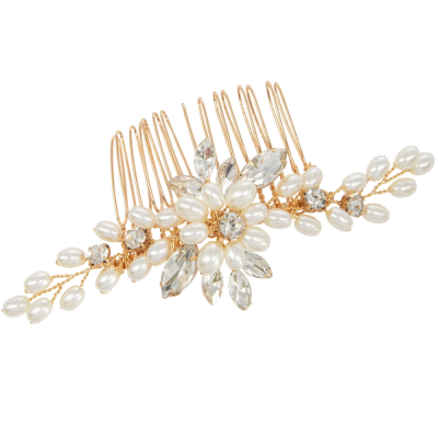 ATHENA COLLECTION - CHIC PEARL HAIR COMB - HC295 GOLD