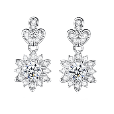CUBIC ZIRCONIA COLLECTION - DAINTY VINTAGE EARRINGS - CZER761 SILVER