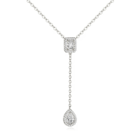 CUBIC ZIRCONIA COLLECTION - ART DECO DROP NECKLACE - CZNK276 SILVER