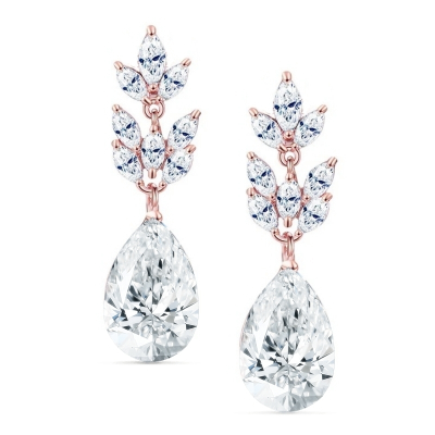 CUBIC ZIRCONIA COLLECTION - STARLET CHIC EARRINGS - CZER368 ROSE GOLD
