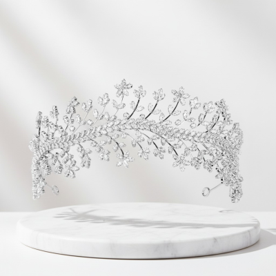 CUBIC ZIRCONIA COLLECTION - CRYSTAL ENCHANTMENT HEADPIECE - AHB78 SILVER 