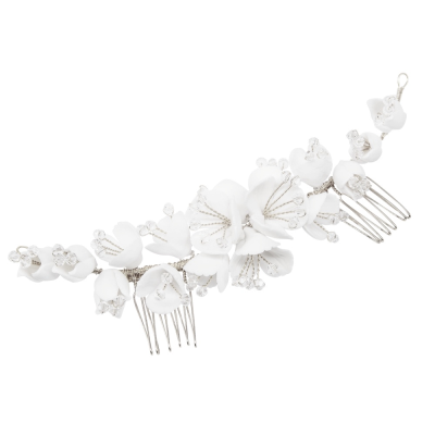 ATHENA COLLECTION - FLORAL EXTRAVAGANCE COMB -HC253 SILVER