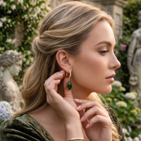 CUBIC ZIRCONIA COLLECTION - BEDAZZLE CRYSTAL DROP EARRINGS - EMERALD