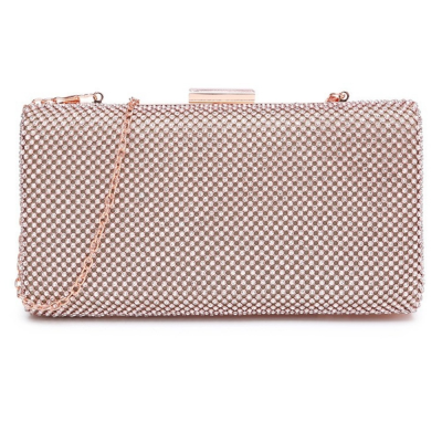 ATHENA COLLECTION - GLITZY GLAM CRYSTAL CLUTCH - ROSE GOLD 