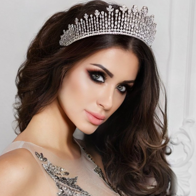 CUBIC ZIRCONIA COLLECTION - EXQUISITE REGAL TIARA - AHB126 SILVER