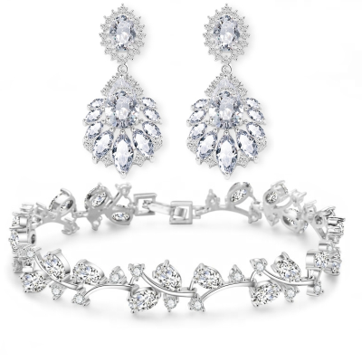 CUBIC ZIRCONIA COLLECTION - SIMPLY SPARKLE BRACELET SET - SILVER