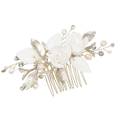 ATHENA COLLECTION - FOREVER ROSE HAIR COMB -  HC256 CHAMPAGNE GOLD