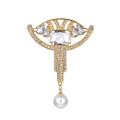ATHENA COLLECTION - GATSBY STYLE BROOCH - GOLD - BROOCH48