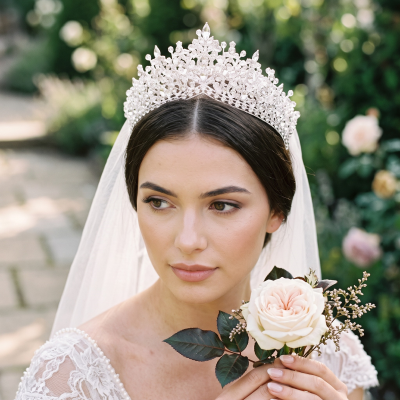 ATHENA COLLECTION - LUXE CRYSTAL TIARA - AHB229 SILVER 