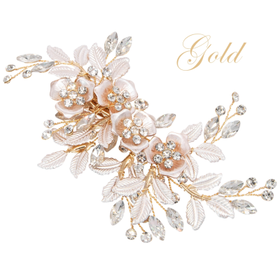 ATHENA COLLECTION - FLORAL ROMANCE HEADPIECE- HC222  GOLD