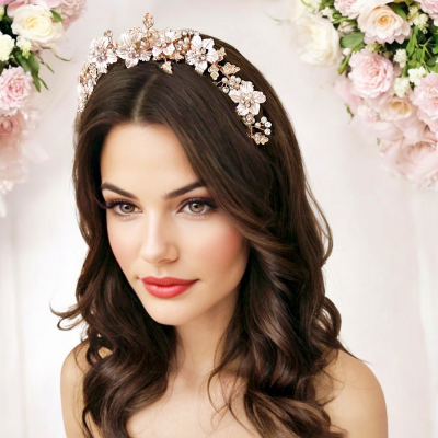 ATHENA COLLECTION - FLORAL ROMANCE EXQUISITE HEADPIECE -  BLUSH PINK HP227