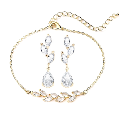 CUBIC ZIRCONIA COLLECTION - DAINTY ELEGANCE BRACELET SET - COLLECTION 2A GOLD