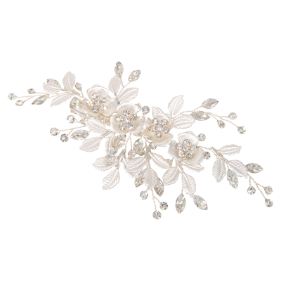 ATHENA COLLECTION - FLORAL ROMANCE HEADPIECE- HC222 SILVER