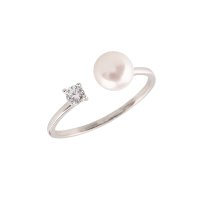CUBIC ZIRCONIA COLLECTION - FRESHWATER PEARL FINGER RING - R22