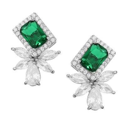 CUBIC ZIRCONIA COLLECTION - STARLET DAZZLE EARRINGS - CZER737 EMERALD