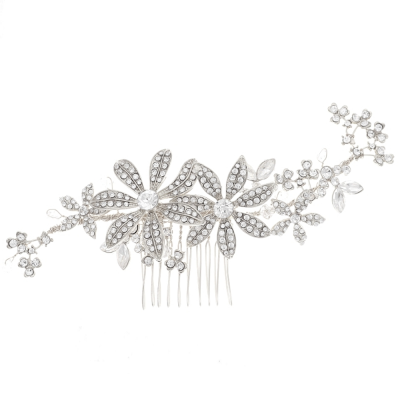 ATHENA COLLECTION - LUXE FLOWER COMB - HC242 SILVER
