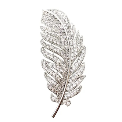 ATHENA COLLECTION - CHIC FEATHER BROOCH- BROOCH69 SILVER