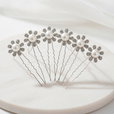ATHENA COLLECTION - CRYSTAL FLOWER HAIR PINS - PIN 58