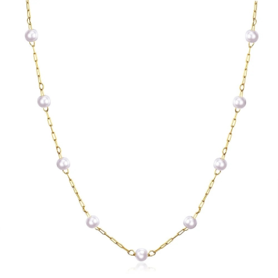ATHENA COLLECTION - STYLISH PEARL NECKLACE - CZNK211 GOLD