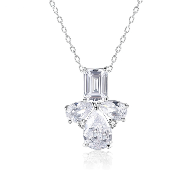 CUBIC ZIRCONIA COLLECTION - VINTAGE CHIC NECKLACE NK202 SILVER 