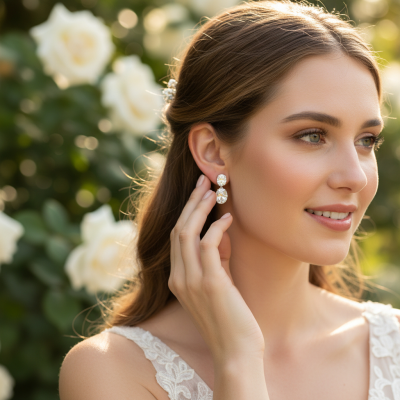 CUBIC ZIRCONIA COLLECTION - DAINTY GEM EARRINGS - CZER924 SILVER 