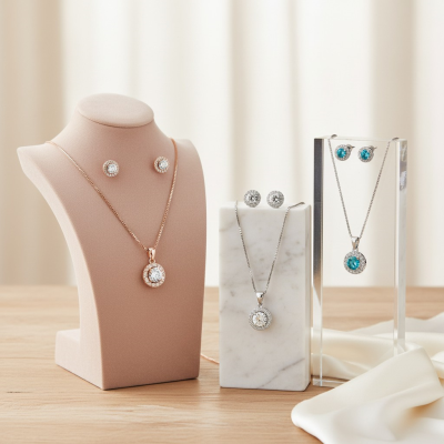 CUBIC ZIRCONIA COLLECTION - CHIC CRYSTAL NECKLACE SET COLLECTION - TRIO